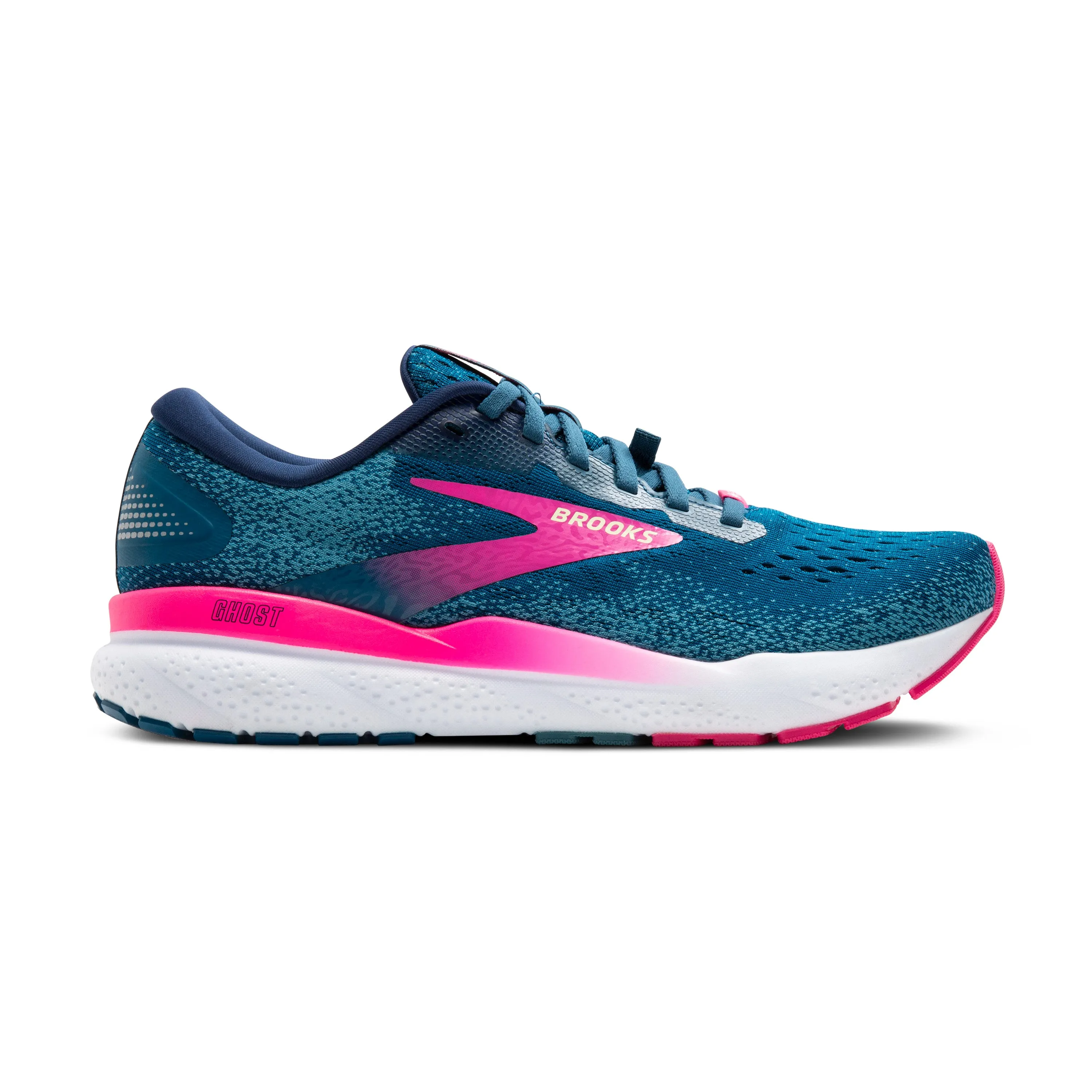 Women's Brooks Ghost 16 GTX Color: Moroccan Blue/Pink/Yellow