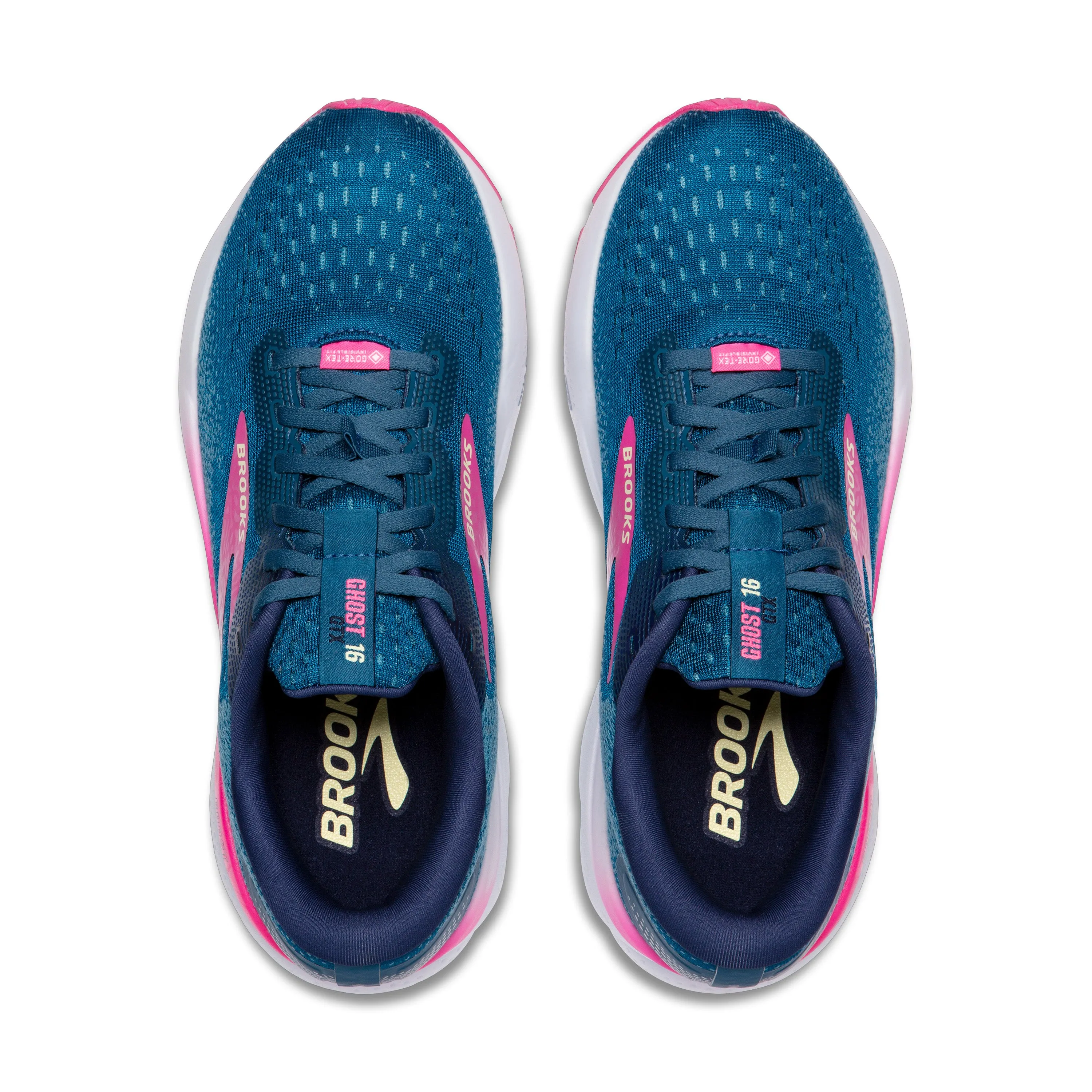 Women's Brooks Ghost 16 GTX Color: Moroccan Blue/Pink/Yellow