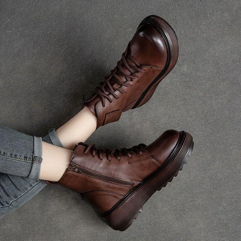 Women's Casual Shoes GCSCC13 Handmade Genuine Leather Ankle Boots