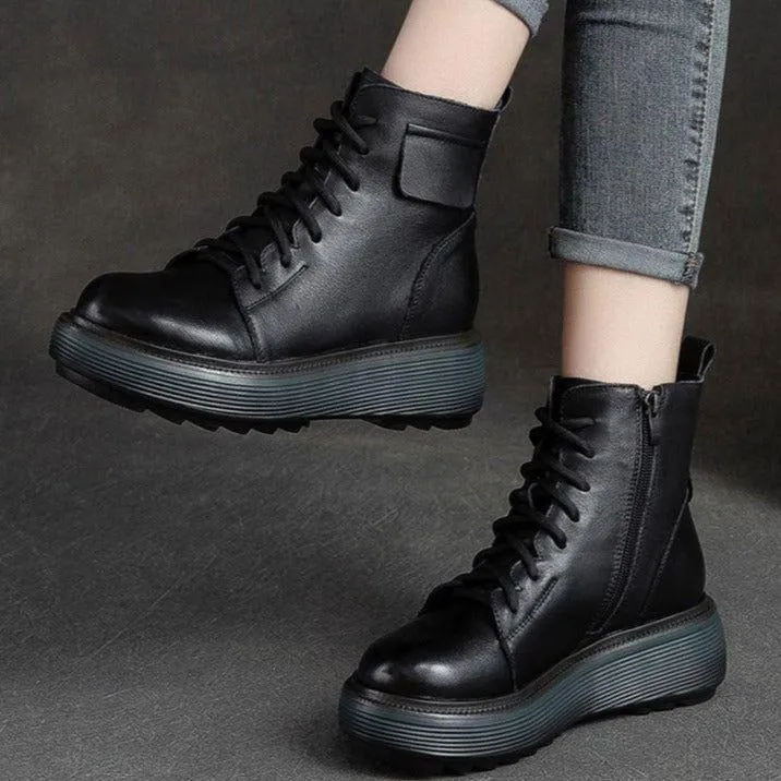 Women's Casual Shoes GCSCC13 Handmade Genuine Leather Ankle Boots