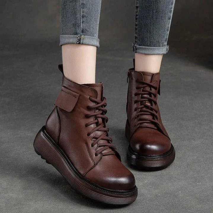 Women's Casual Shoes GCSCC13 Handmade Genuine Leather Ankle Boots