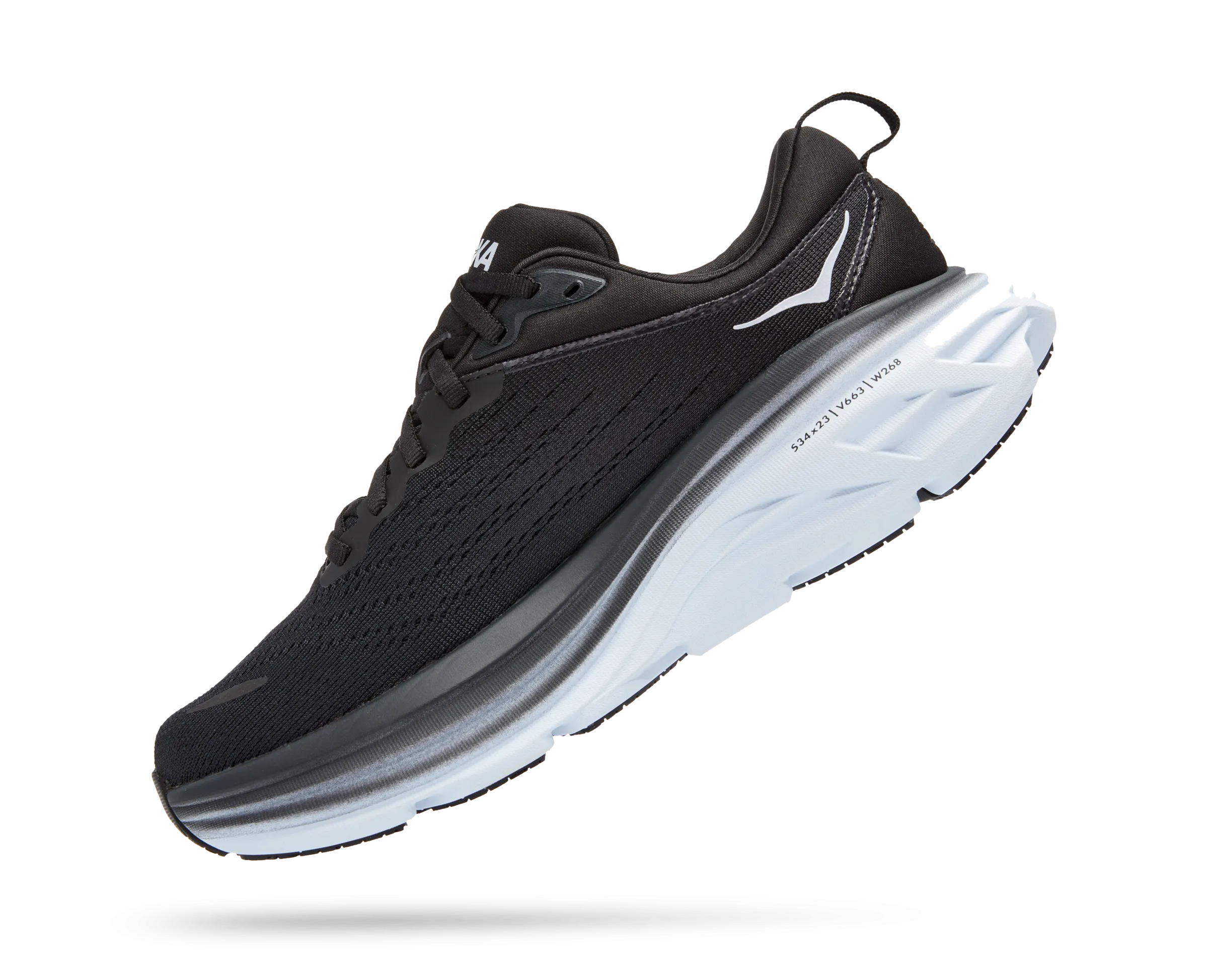 Women's Hoka Bondi 8 Color: Black/ White