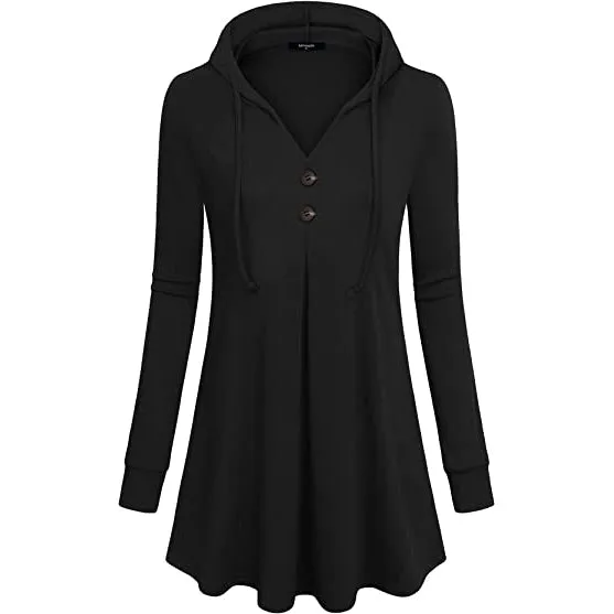 Women's Long Sleeve Hooded Tunic Tops