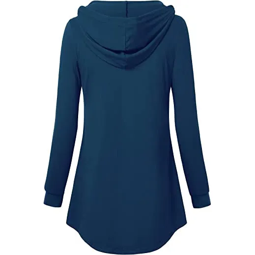 Women's Long Sleeve Hooded Tunic Tops