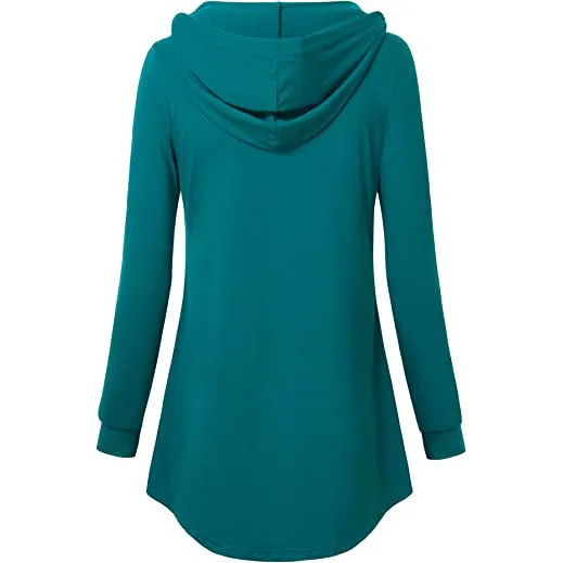 Women's Long Sleeve Hooded Tunic Tops