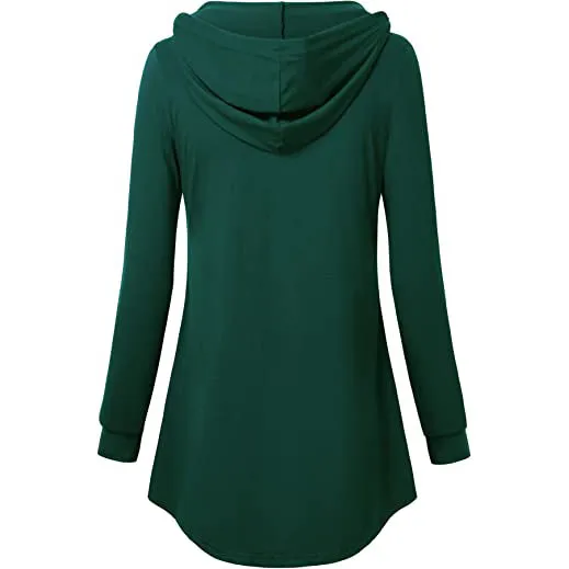 Women's Long Sleeve Hooded Tunic Tops