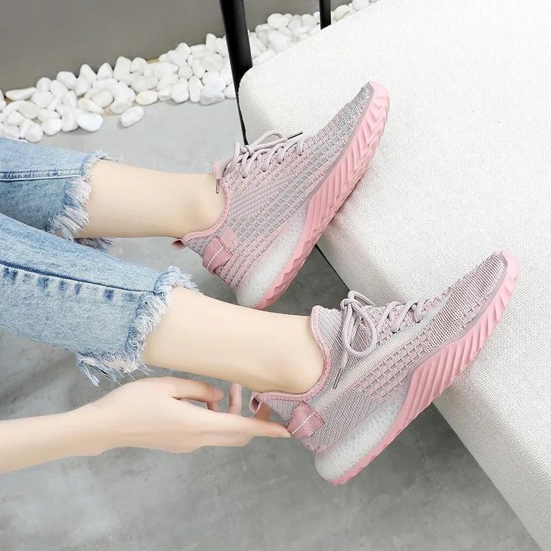 Women's Net Surface Breathable Lace-Up Sneakers