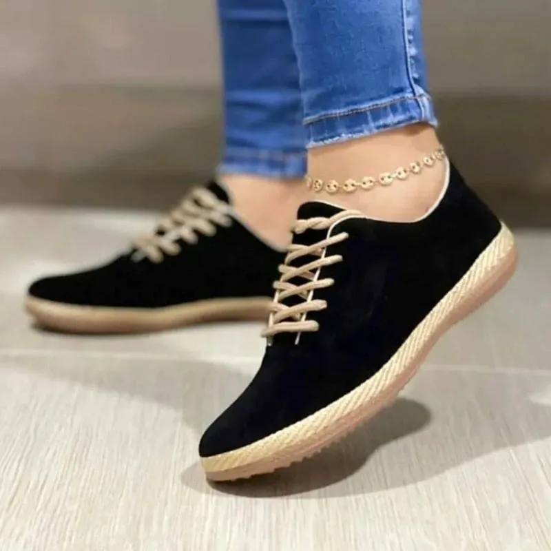 xakxx Black Friday Women Lace-Up Casual Shoes  New Round Head Student Sports Shoes Fashion Couple Walking Flats Ladies Sneakers Zapatos Mujer