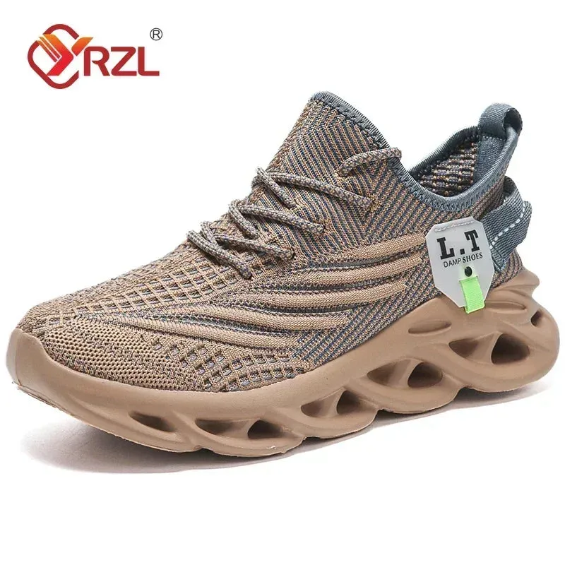 YRZL Men Sports Running Black Jogging Shoes Casual Sneakers Outdoor Breathable Mesh Women Light Shock-absorption Black Tennis